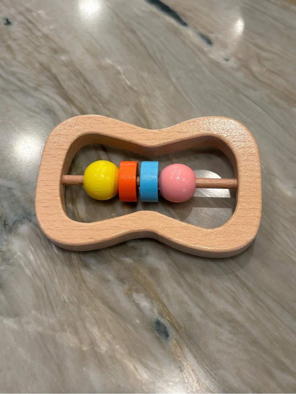Wooden Baby Rattle Toy - Natural & Multicolor Development Toy